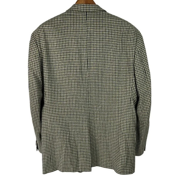 Club Room Pantex Silk Wool Blend Mens 42R Blazer Jacket Coat Brown Blue Gingham - Picture 2 of 11